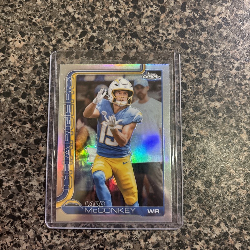2025 Topps Chrome Football Ladd McConkey Refractor #156 Chargers