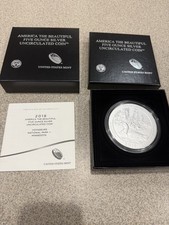 ATB America the Beautiful Silver 5 oz 25C - BU - Random Date w/ OGP and COA 85.00 per troy oz