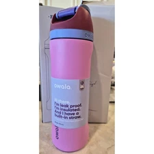 Owala FreeSip 24 oz Water Bottle Leak Proof Insulated Built-in Straw Pink Purple