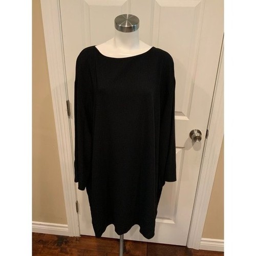 The Row Black 3/4 Sleeve Shift Dress, Size Medium