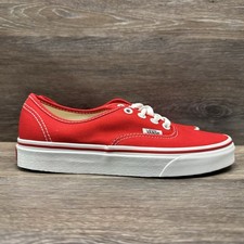 Vans Classic Authentic Shoes Women Size 6.5 True Red White Canvas Sneakers