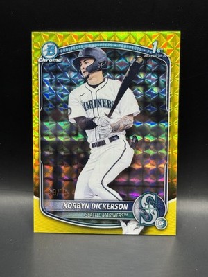 2025 Bowman Draft Yellow Geometric Refractor Korbyn Dickerson BDC-69 /75