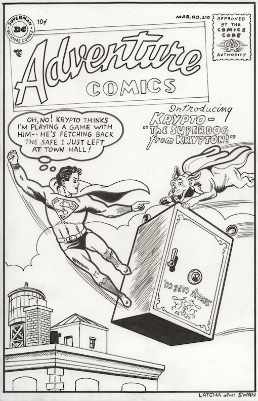 Adventure Comics 210 First KRYPTO Cover Recreation Original art OA Superman DC