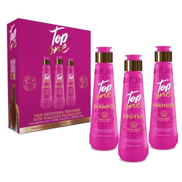 Kit Top One Vitta Gold lissage brésilien 3x200ml pour soin cheveux