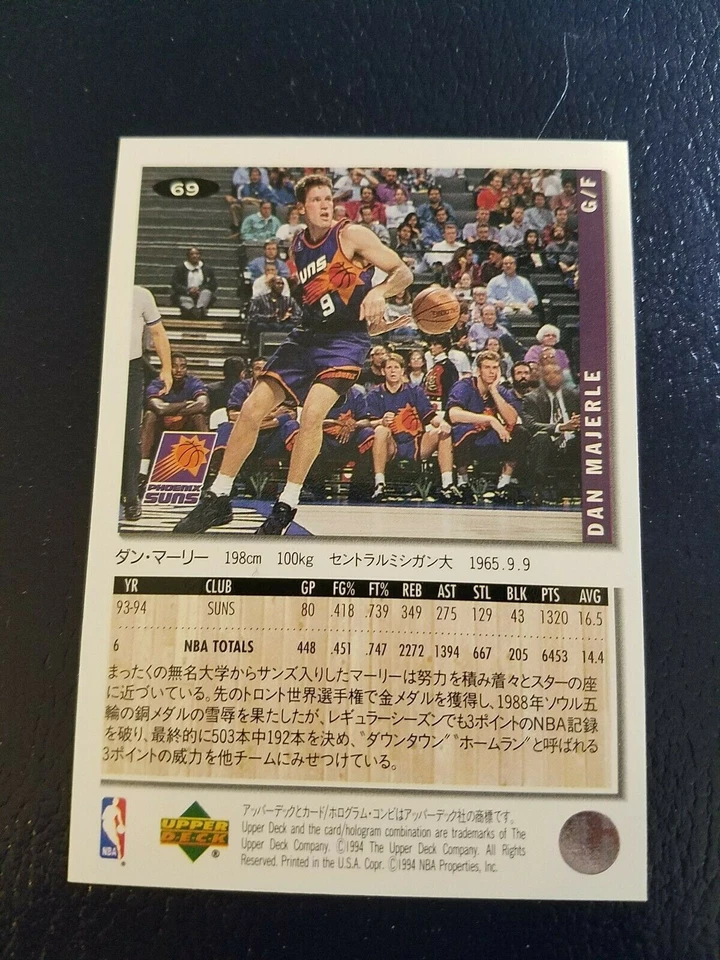 Dan Majerle Phoenix Suns 1994 - 1995 UD Collector's Choice JAPANESE #69 - Image 2 of 2