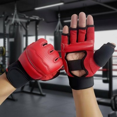 Halbe Finger Kampfhandschuhe Stoßdämpfend MMA Handschuhe Atmungsaktiv für