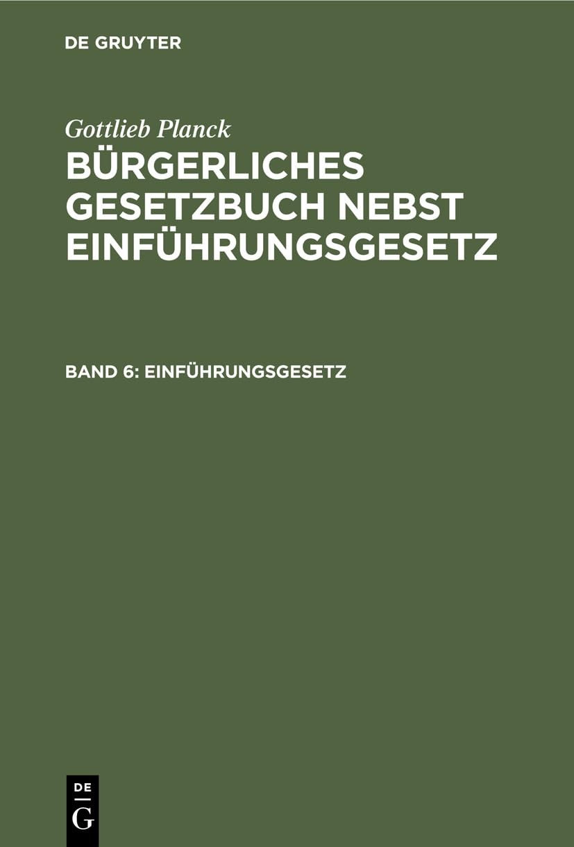 Gottlieb Planck Einführungsgesetz (Hardback)