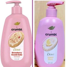 Dove x Crumbl Hand Wash 1 Lemon Glaze And 1 Strawberry Crumb Cake 12oz Each