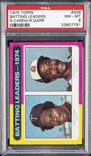 1975 TOPPS ROD CAREW/RALPH GARR #306 BATTING LEADERS PSA 8