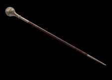 Drum major baton with a wooden body a white metal tip bulb The woo- Old Photo