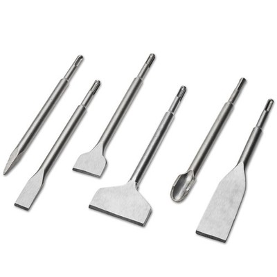 Kirphealy 6pcs SDS Plus Chisels, Compatible, 40CR Steel, 9.8, Silver