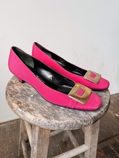 Vintage Ferragamo Satin Ballet Fuchsia Italian Flats 8.5