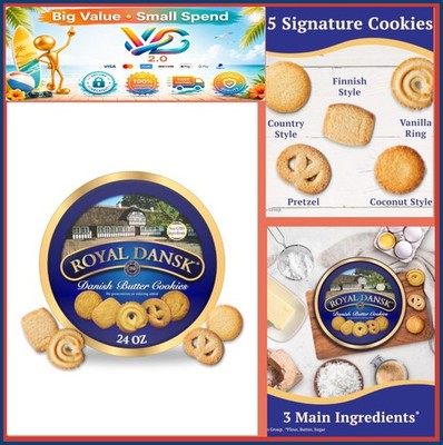 NEW Danish Butter Cookies Assorted 24oz Tin Baked in Denmark