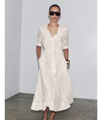 ZARA NWT $129 WOMAN SS25 ZW COLLECTION EMBROIDERED SHIRT DRESS ECRU |  4786/137 | eBay