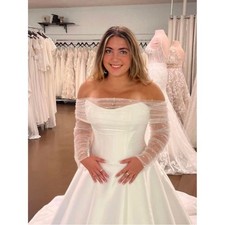 Sophia Tolli Ivory Pearl Embellished Illusion Tulle Bridal Shrug Bolero shawl