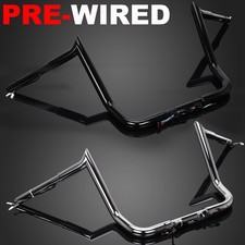 10 12 14" Pre-Wired Meathook Bar Handlebar For Harley Street Glide Electra Glide