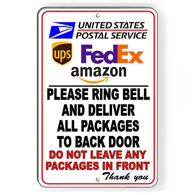 Ring Bell Deliver Package To Back Do Not Leave Front Sign / Decal   /  Si133Ty