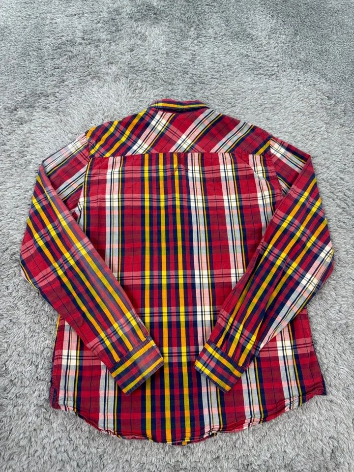 Hawkings McGill Shirt Mens Medium Red Madras Plaid Long Sleeve Button Down - Image 2 of 4