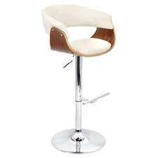 LumiSource Vintage Mod Barstool, Walnut, Cream - BS-JY-VMOWL-C