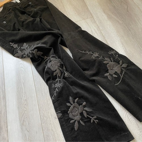 Cambio Corduroy pants floral embroidered womens Brown (size 12) riding boho folk - Picture 5 of 9