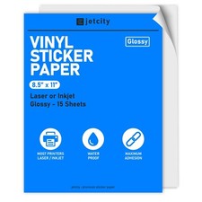 Glossy Vinyl Sticker/Label Paper for Inkjet  Laser Printers - 15 Glossy 8.5x11