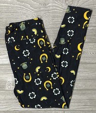 NEW LuLaRoe TC Leggings Horseshoe Clover St Patrick  s Rainbow Green Black