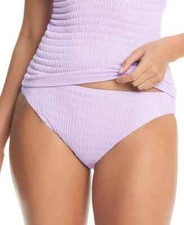 Bar III Pucker Up Textured Bikini Bottom Womens L Lavender Haze Full Coverage