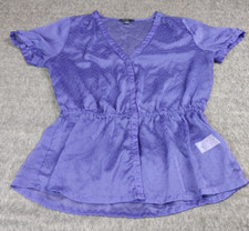 Banana Republic Women  s Purple Polka Dot Ruffle Blouse Size Medium M