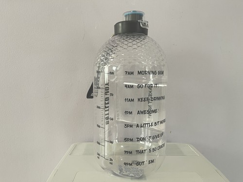 1 Gallon Large Sports Water Bottle Exercise Gym Camp Hydration with Time Marker! - 第 5/8 張圖片