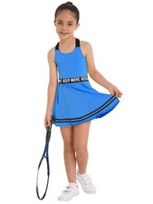 Kids Girls Golf Tennis Dress Outfits Sleeveless A-line Dresses and Shorts Set