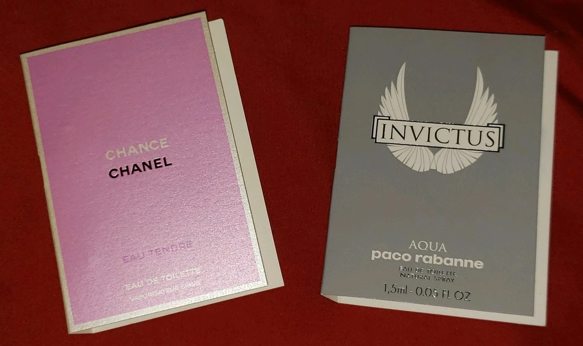 Lot of 2 Travel Size Fragrances - Chanel Chance & Paco Rabanne Invictus  Aqua