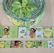 7/8 1.5" 1 YD Princess Tiana Grosgrain Ribbon Disney Princess and the Frog