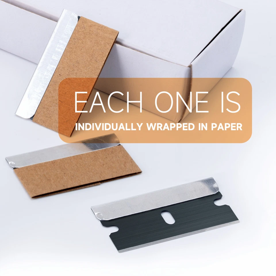 100 peças lâmina de aço carbono sobressalente de 1,5 polegadas para limpeza raspadores de barbear envoltório de vinil - Imagem 3 de 4