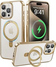 CASEKOO iPhone 15 Pro Max Case, Mag Ring, 16FT Prot, Shockproof, Luxury Gold