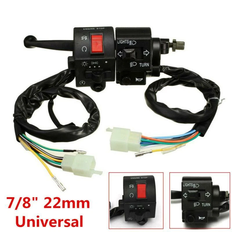 Universal12V 7/8" Motorcycle Handlebar Horn Turn Signal Start Switch For Suzuki — 第 2/4 张图片