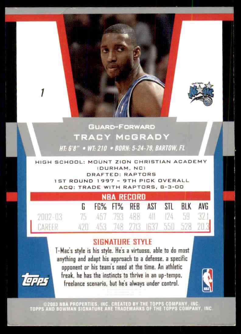 2003-04 Bowman Signature Tracy McGrady San Antonio Spurs #1 | eBay