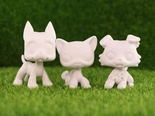 Custom White Base LPS Molds Short Hair Cat Great Dane Collie 3pcs Girl Kids DIY