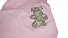 Honey Bunny pink thermal baby receiving blanket koalas flowers waffle weave