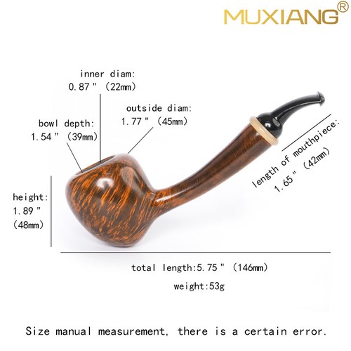 MUXIANG Briar Smooth Pickaxe Pipe Wooden Tobacco Smoking Pipe Cumberland Stem - 第 7/7 張圖片