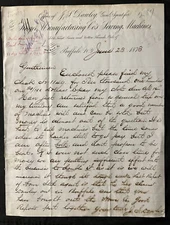 1873 SINGER SEWING Machines w  J.S. Dawley Signature Letterhead Buffalo New York