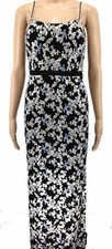 585 Aidan Mattox Women's Black Sleeveless Floral Column Gown Dress Size 12