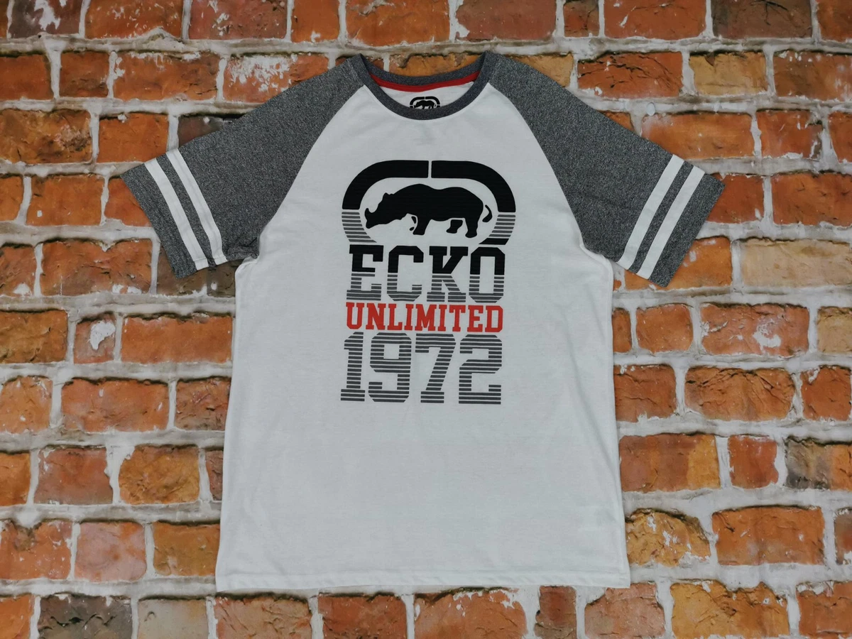 T-shirt Vintage Oversize Ecko Unltd. Blanc Brodé - Taille S - Coton épais - Occasion Très Bon état
