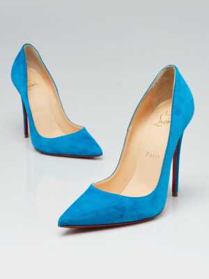 Christian Louboutin Egyptian Blue Suede So Kate 120 Pumps Size