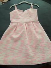 Anthropologie Moulinette Soeurs Pink White Tweed Mini Dress Pockets Size 4 Small