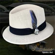 Classic White Lowrider Derby Style Garcia Signature Hat Felix Lapel Pin