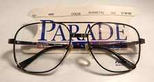 Vintage Parade 1430 Gunmetl 57/16 Dbl Bridge Men's Metal Eyeglass Frame NOS 299