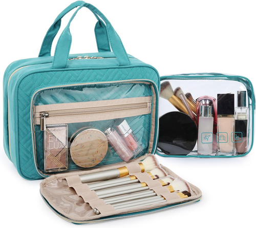 Toiletry Bag Hanging Travel Makeup Organizer with TSA Approved Transparent Cosme - Picture 2 of 7