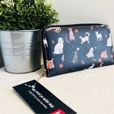 Cotton Traders Dog Print zip Wallet - black Bulldog Poodle Labrador Terrier NWT