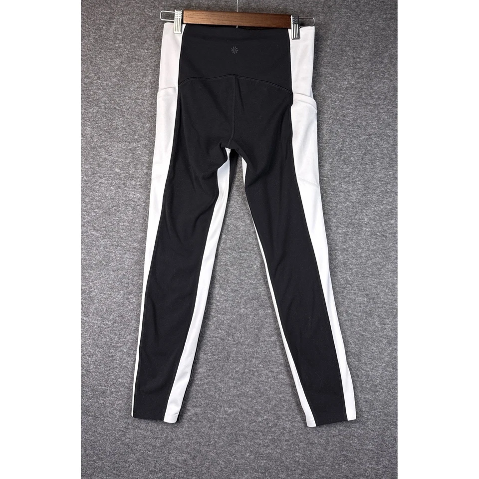 Athleta Yin 7/8 色块高腰黑色白色打底裤女式 S 码 405423 — 第 4/4 张图片