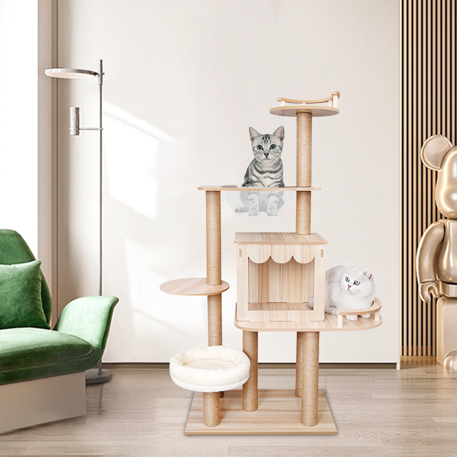 Luxury Cat Tower with Scratching Post and Activity Center for Kittens